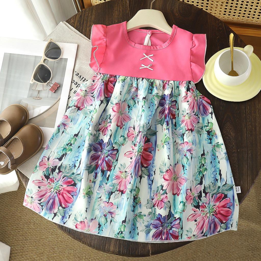 Children's Princess Colorful Flowers Dress - Summer Girls' Casual Dress