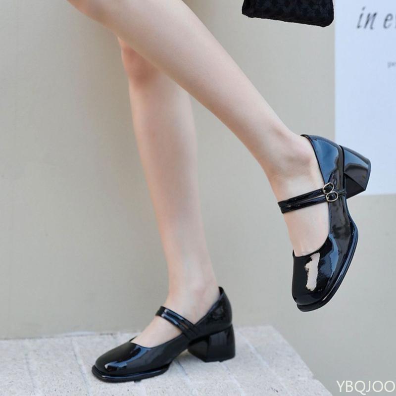 Модные весенне-летние новые ретро туфли на среднем толстом каблуке, модные, универсальные, повседневные, простые женские туфли на высоком каблуке
