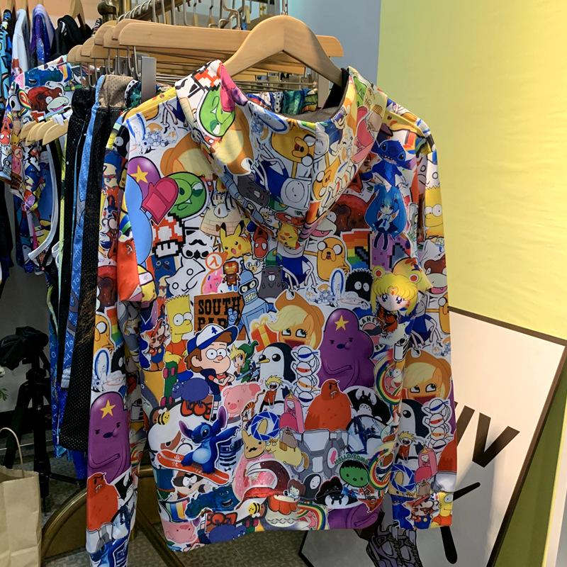 Качественная милая худи с аниме-принтом: Повседневная, Свободного кроя, Универсальная, Свитшот в американском стиле