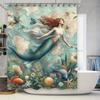 Подводная Русалка Занавеска для душа Океан Морская Декоративная Ткань С Индивидуальной Печатью Для Дома Ванных комнат Водонепроницаемый Лен Водонепроницаемый Б