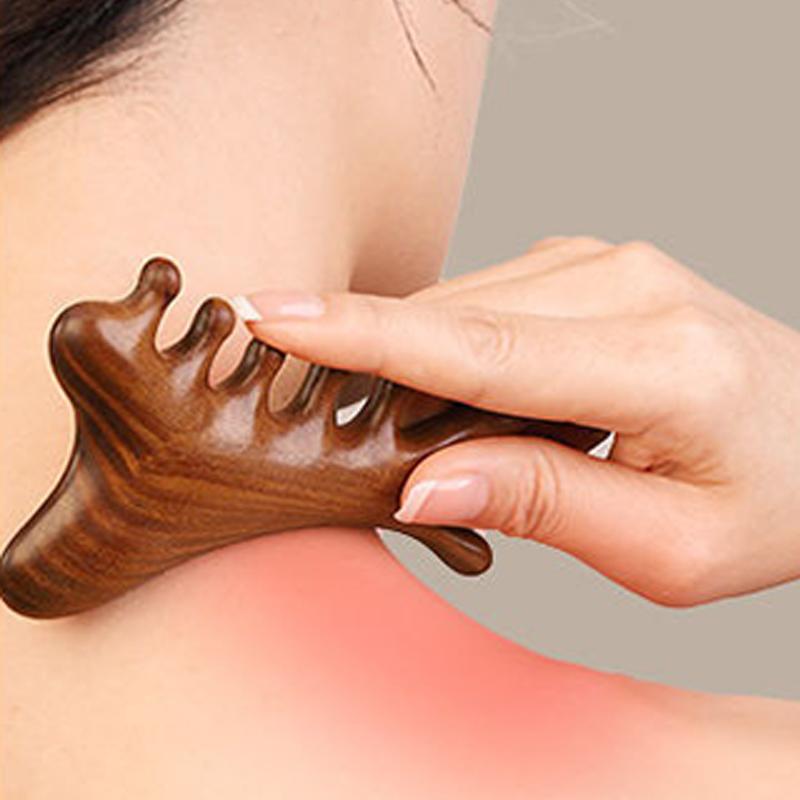 Многофункциональная деревянная массажная расческа для головы Meridian Health, сандаловое дерево, большой широкий зуб, точечная расческа Guasha