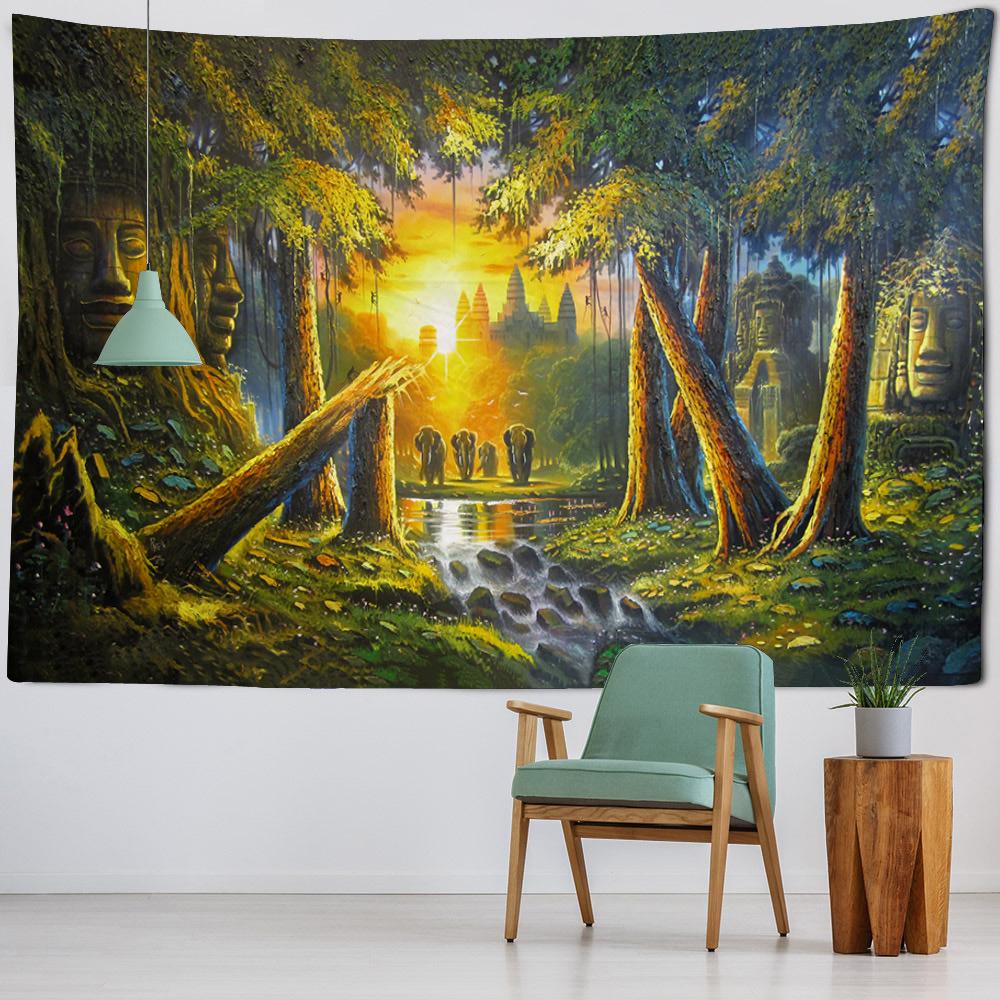 Ретро Пейзаж Картина Маслом Гобелен Настенный Фэнтези Домашнее Художественное Украшение Фэнтези Kawaii Фон Для Комнаты Тканевое Одеяло