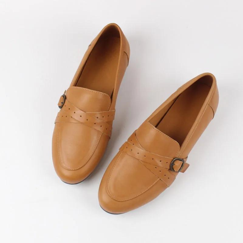 Модные лоферы из коровьей кожи, плоские кожаные винтажные женские туфли, мягкие, удобные и полезные для здоровья