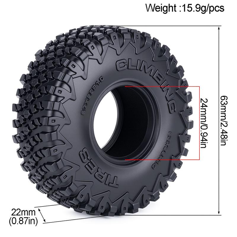 1.0 Inch Sticky Soft RC Crawler Tires  for 1/24 1/18 Scale High Clearance Upgrade Fits Axial SCX24 FMS FCX24 FCX18 Traxxas TRX4M