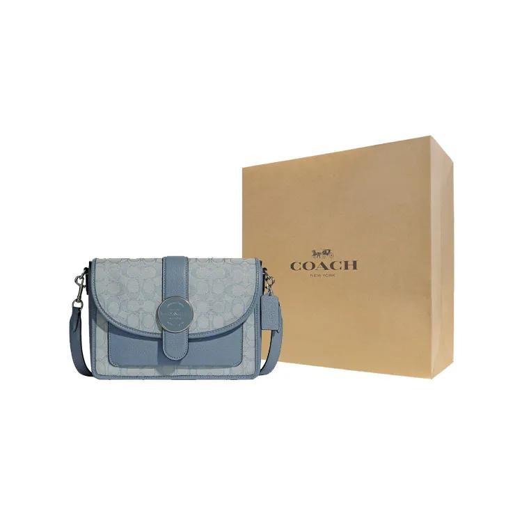 COACH Lonnie Jacquard Fabric Leather Shoulder Bag , Crossbody Bag Medium Women's Haze Blue / Mordan Color (Unisex) Crossbody Bags