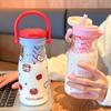 Ручка для бутылки с водой пластиковый стаканчик летний милый мультяшный стаканчик с двойной трубочкой для напитков высококачественный спортивный стаканчик для воды удобный для улицы стаканчик для цветочного чая
