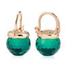 Fashion Golden Glass Ball Drop Earrings Hang Ear Football Cut Emeral Red Crystal Hoop Earrings Party Sparkling Jewelry