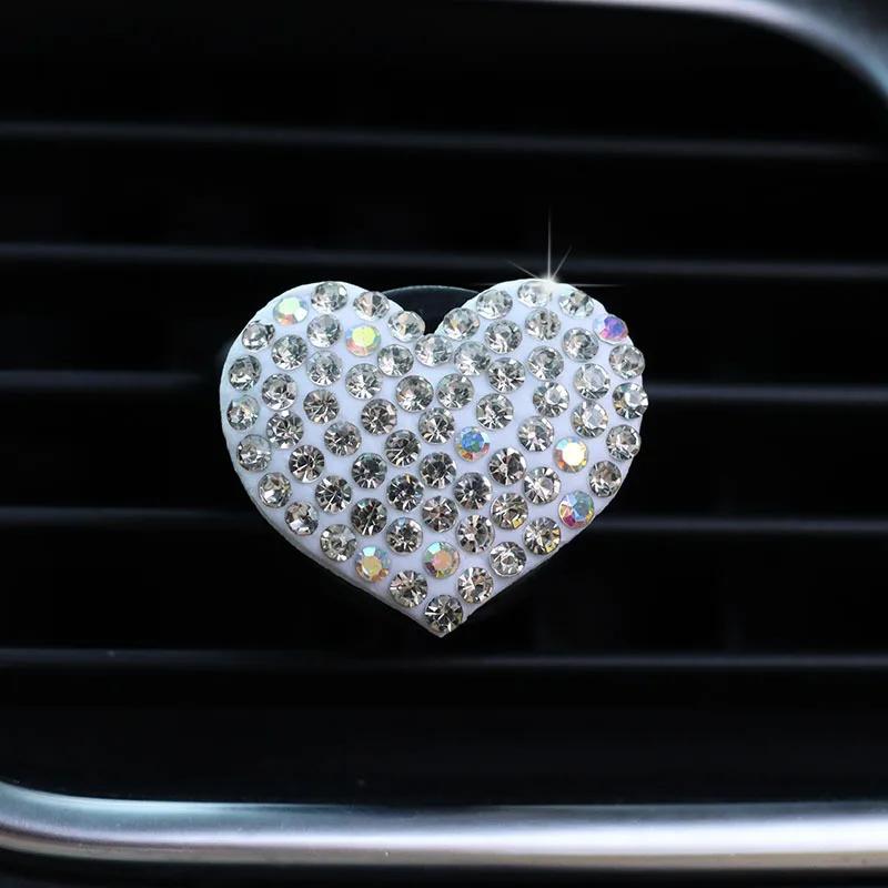 Heart-shaped Car Air Outlet Clip Creative Rhinestone Car Air Conditioning Air Outlet Perfume Decoration Clip Car Accessories