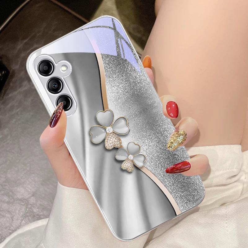 Роскошный Четырехлистник Для Samsung Galaxy A14 4G 20 30 52 20S 21S 22 A32 33 34 42 50 51 53 54 70 71 72 73 5G Стеклянный Чехол для Телефона