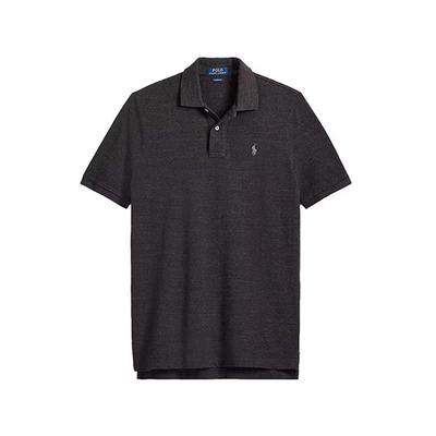 Polo SS22 Однотонная рубашка поло с коротким рукавом Мужская верхняя часть черного цвета 710557751-053