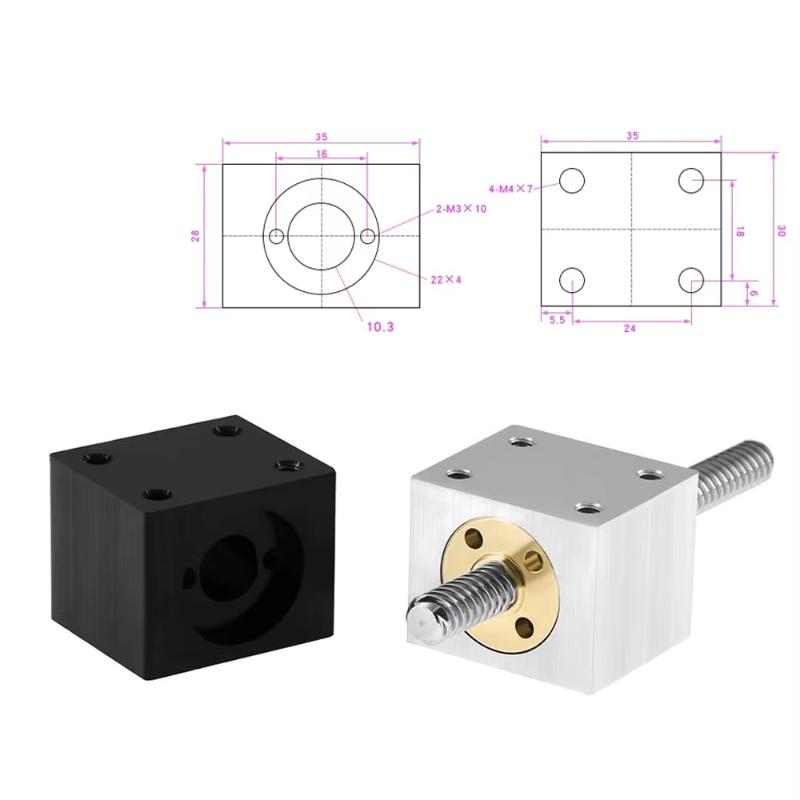 T8 Screw Nut Housing Bracket Durable Stable Mount Holder for 8mm T8 Trapezoidal Lead Screw Industrial Automation Parts