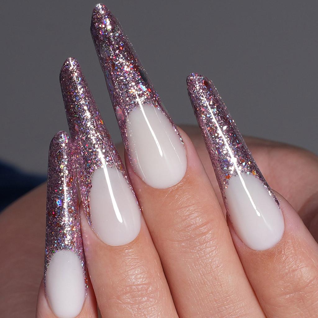 Прозрачная акриловая система для ногтей двойной формы, УФ-гель для ногтей, полное покрытие, накладные ногти со шкалой, 12 размеров, маникюрный педикюрный инструмент