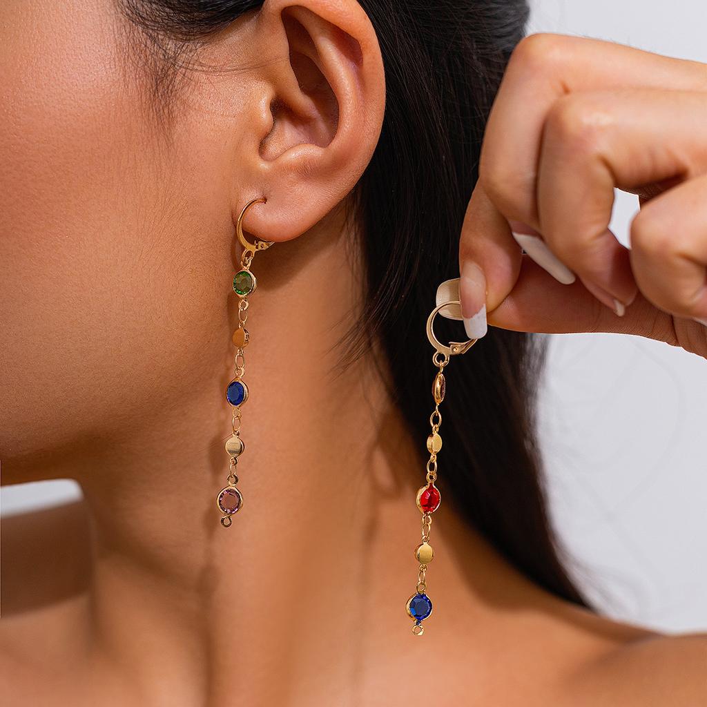 Элегантный Цветной Кристальный Набор Украшений Цепочек для Женщин Браслеты Серьги Ожерелье с Кисточками Регулируемая Цепочка на Талию с Шармом Украшения Y2K