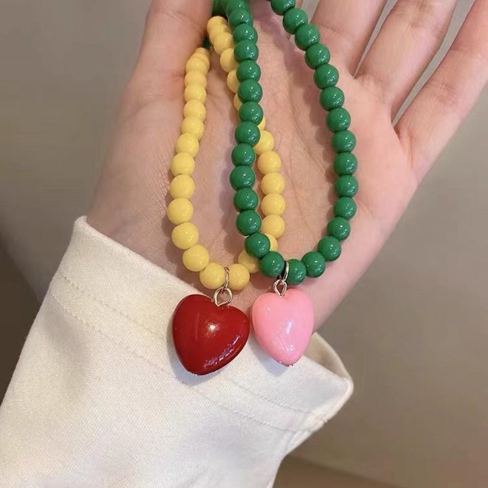 Кулон Сердце Любви Цепочка на Ключицу Смола Акрил Цепочка на Шею Тренд Бусы