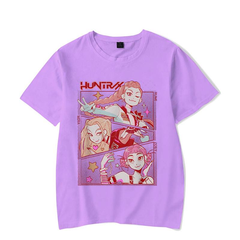 Женская футболка с круглым вырезом K-pop Demon Hunters Graphic rumi tees мужская женская корейское аниме Y2K топы Смешные K-pop Demon Hunters футболки