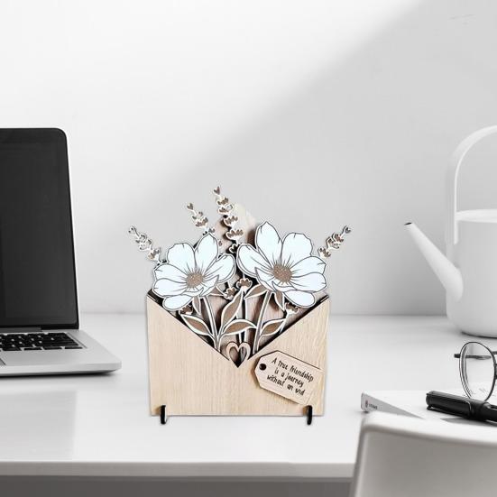 Деревянная цветочная открытка с подставками Экологичный персонализированный конверт Цветочная коробка Подарок на День матери