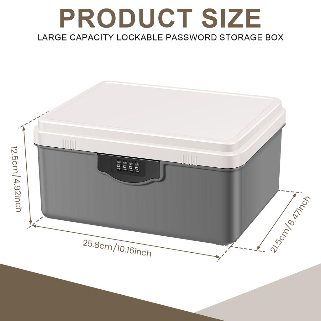 Digital Password Lock Safe Box Plastic Portable Organizer Case Household Cash Jewelry Privacy Security Storage Box with Tray