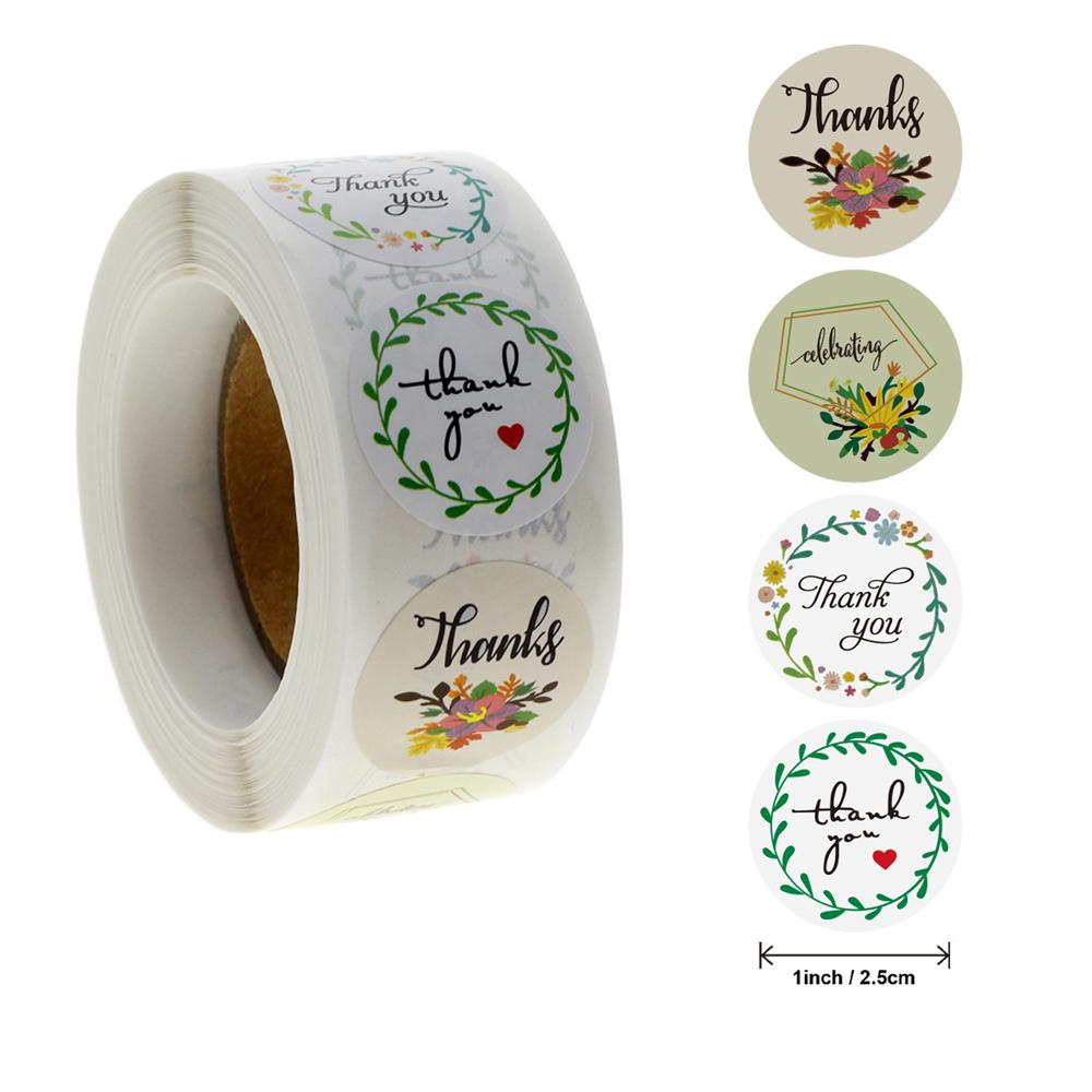 500pcs/roll Thank You Stickers Flower Pattern Party Wedding Decoration Gift Envelope Seal Labels Scrapbooking Stickers