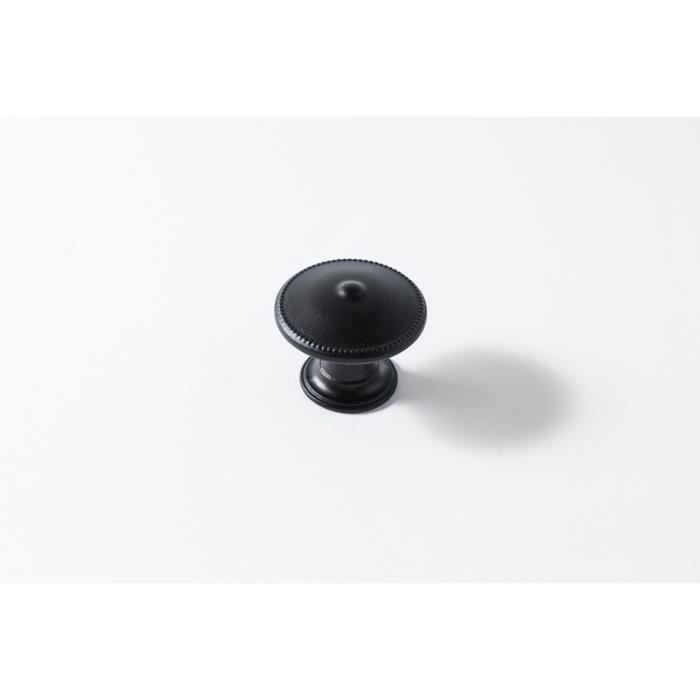 Boutons de meuble Rond zamak peint - Lot de 4 - Noir - H.22 x l.30 x P.30 mm