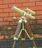 Brass Telescope With Wooden Tripod Stand Maritime Nautical Vintage Desk Décor
