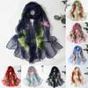 Floral Printing Thin Scarf Sun Protection Wrap Headscarf  for Beach and Sun Protection
