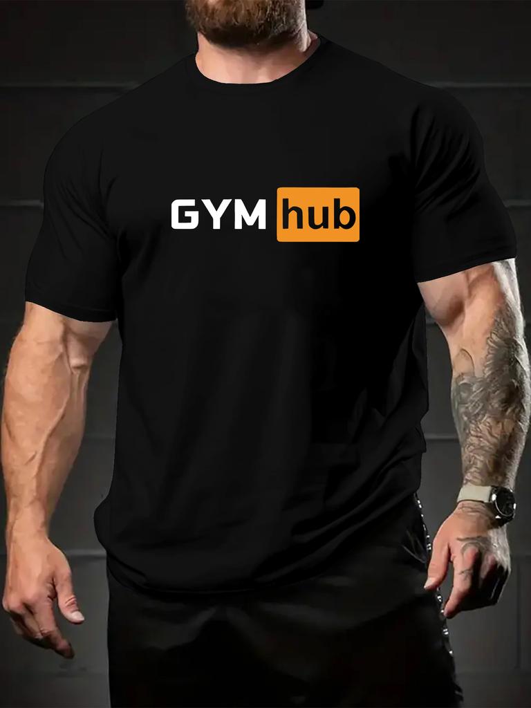 GYM Summer Trendy Casual Printed Shortsleeved Tshirt for Unisex Loose Roundneck Breathable Top