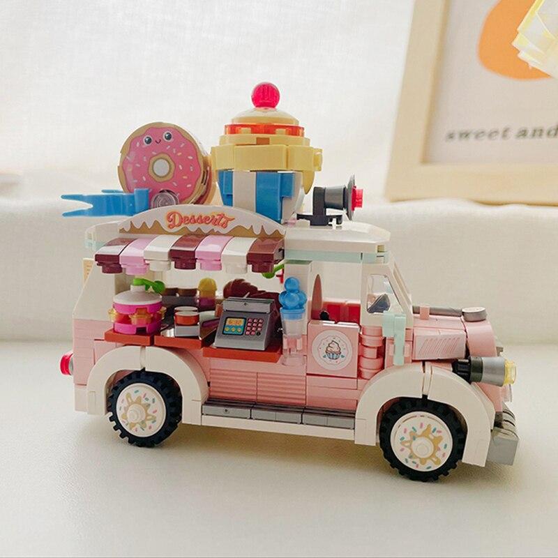LOZ 1738 Dream Парк развлечений Конфетный автомобиль Торт Мороженое Сладкие пончики DIY Мини-блоки Кирпичи Строительная игрушка для детей Подарок без коробки