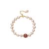 Браслет из клубничного кристалла и барочного жемчуга - Элегантное женское украшение для нотки романтики