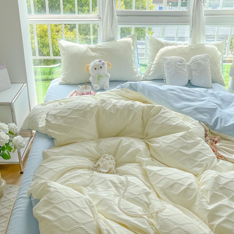 Покрывало из жаккардового стеганого одеяла с ромбовидной сеткой, комплект из четырех предметов, постельное белье, однотонная односпальная простыня, комплект из трех предметов