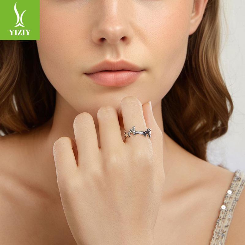 S925 Sterling Silver Dachshund Open Ring, Adjustable Ring For Fun Cute Animal Puppy