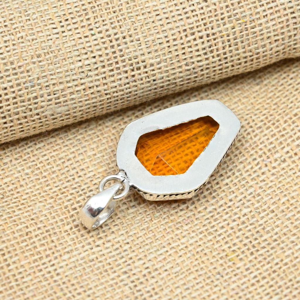 Honey Topaz Gemstone 925 Sterling Silver Handmade Fantastic Jewelry Pendant For Gifts