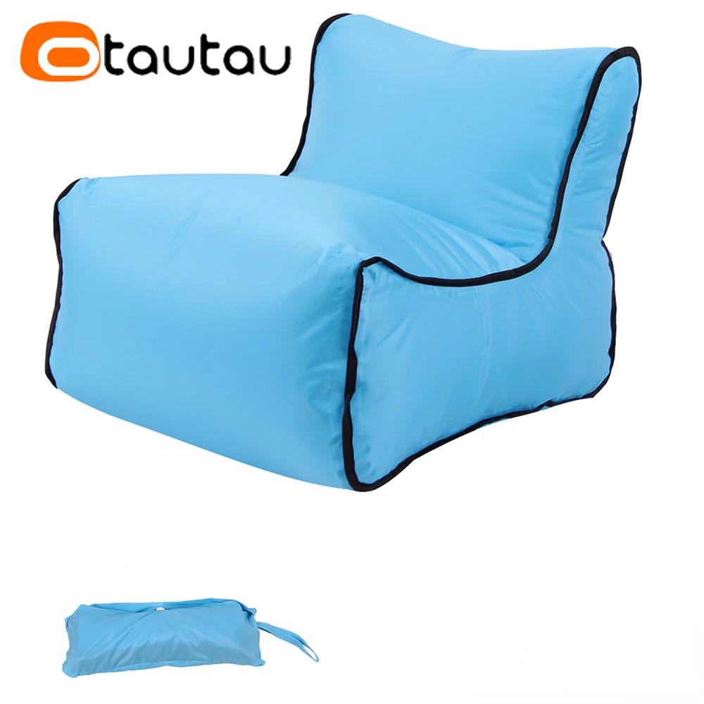 OTAUTAU Outdoor Small Portable Inflatable Chair Camping Ottoman Stool Sports Space Saving Furniture Frameless Adults Kids SF108