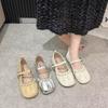 Женские туфли Мэри Джейн 2025 новая весна и осень вечерние французские туфли на мягкой подошве одинарные туфли на плоской подошве бини серебристые маленькие кожаные туфли женские