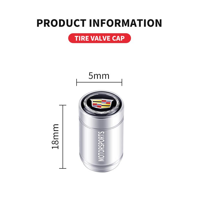 AABHR1 4Pcs Tyre Valve Cover Metal Car Tire Wheel Stem Air Valve Cap for Cadillac ATS BLS CT4 CT5 CTS EXT ESCALADE SRX XT4 SLR XTS