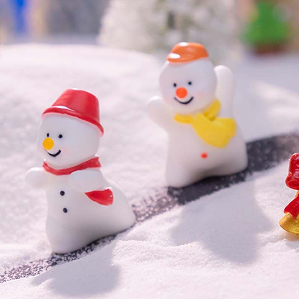 Cartoon Christmas Snowman Figurine Cute Mini Snowman Statue Resin Crafts DIY Snowball Battle Snowman Ornaments