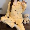 Air cotton sandwich pajamas women's autumn and winter long-sleeved cute dachshund dog polka dot warm loungewear set