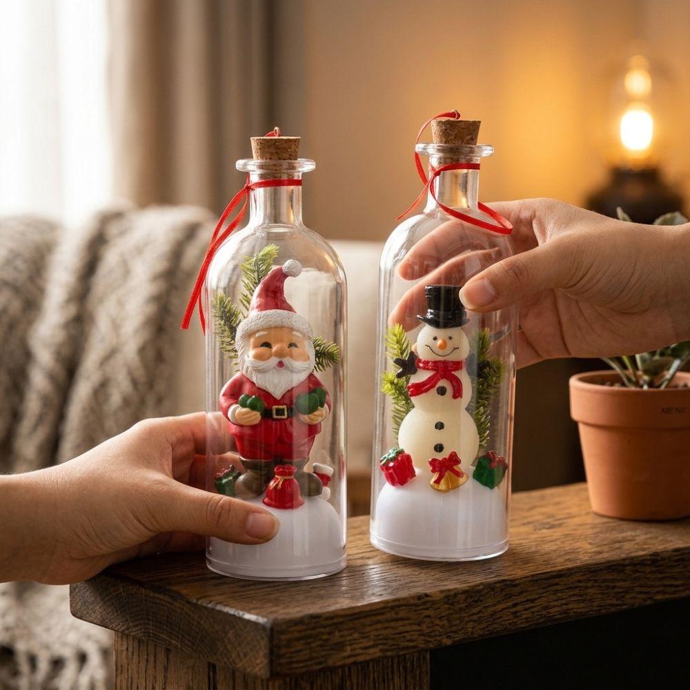 Snowy Scene Recordable Christmas Bottle Message Nostalgic Xmas Voice Memory Ornament Home Decor