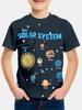 Солнечная система Космос Галактика Черная футболка для мальчиков Детская одежда Детская одежда для мальчиков Верхние рубашки Топы с коротким рукавом 2025 Ребенок