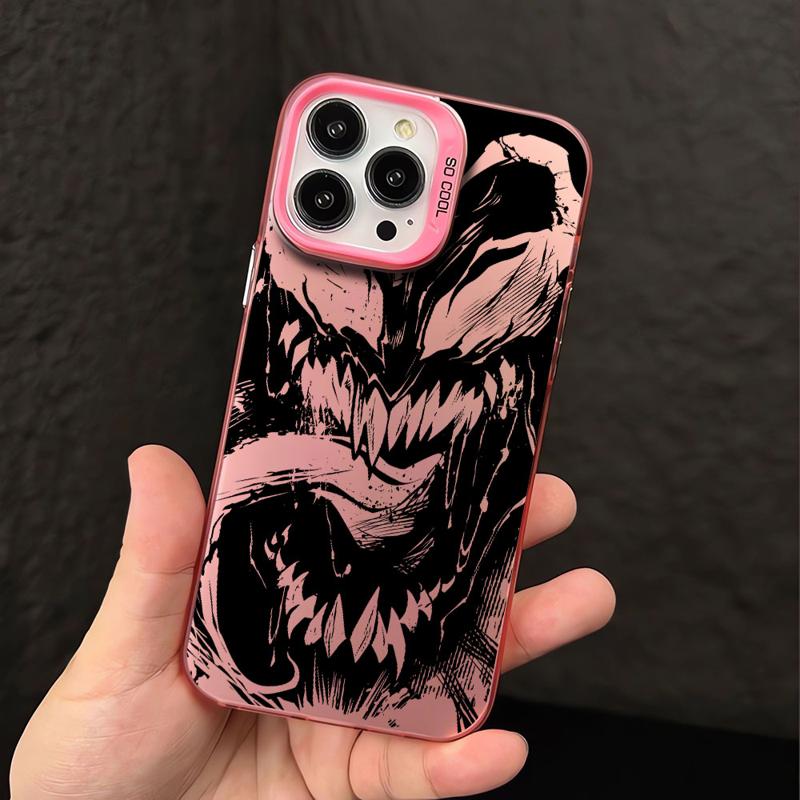 Стильный чехол Marvel Venom в серебристом цвете для Apple iPhone 15 14 13 11 12 13 Pro Max 14 Plus от Funda Luxury.