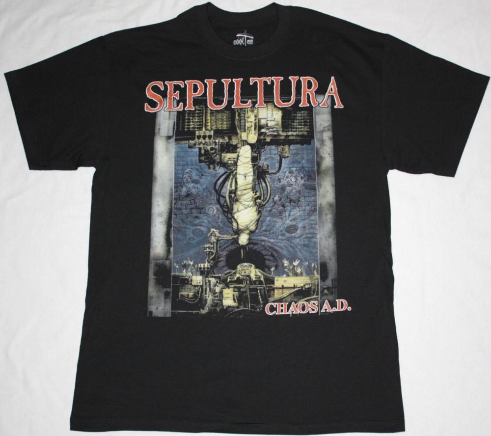 SEPULTURA CHAOS A.D. НОВАЯ ЧЕРНАЯ ФУТБОЛКА Унисекс Футболка