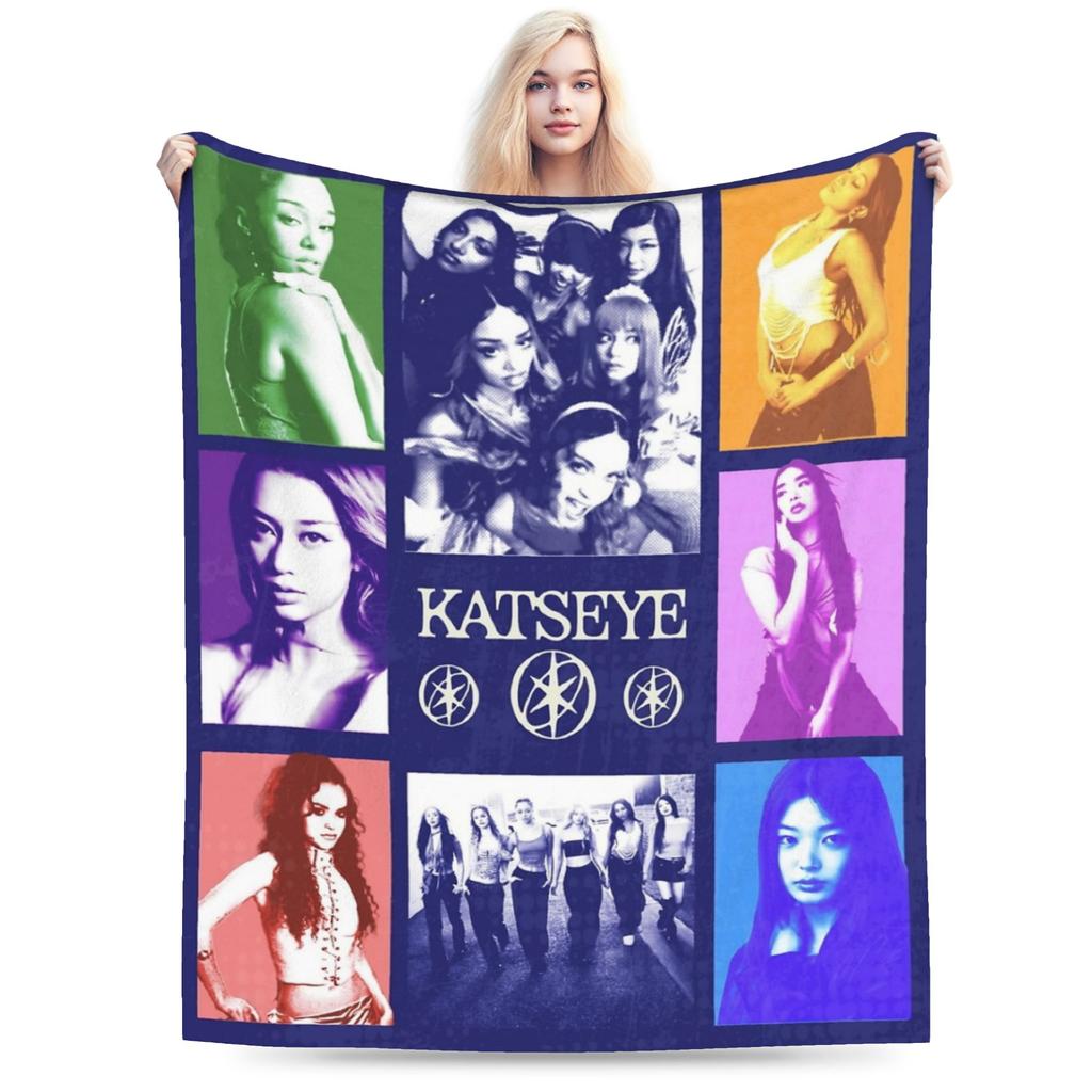 Вязаные пледы Katseye Kpop Флисовые Lara Manon Megan Легкий плед для кровати Дивана Ковра на пол