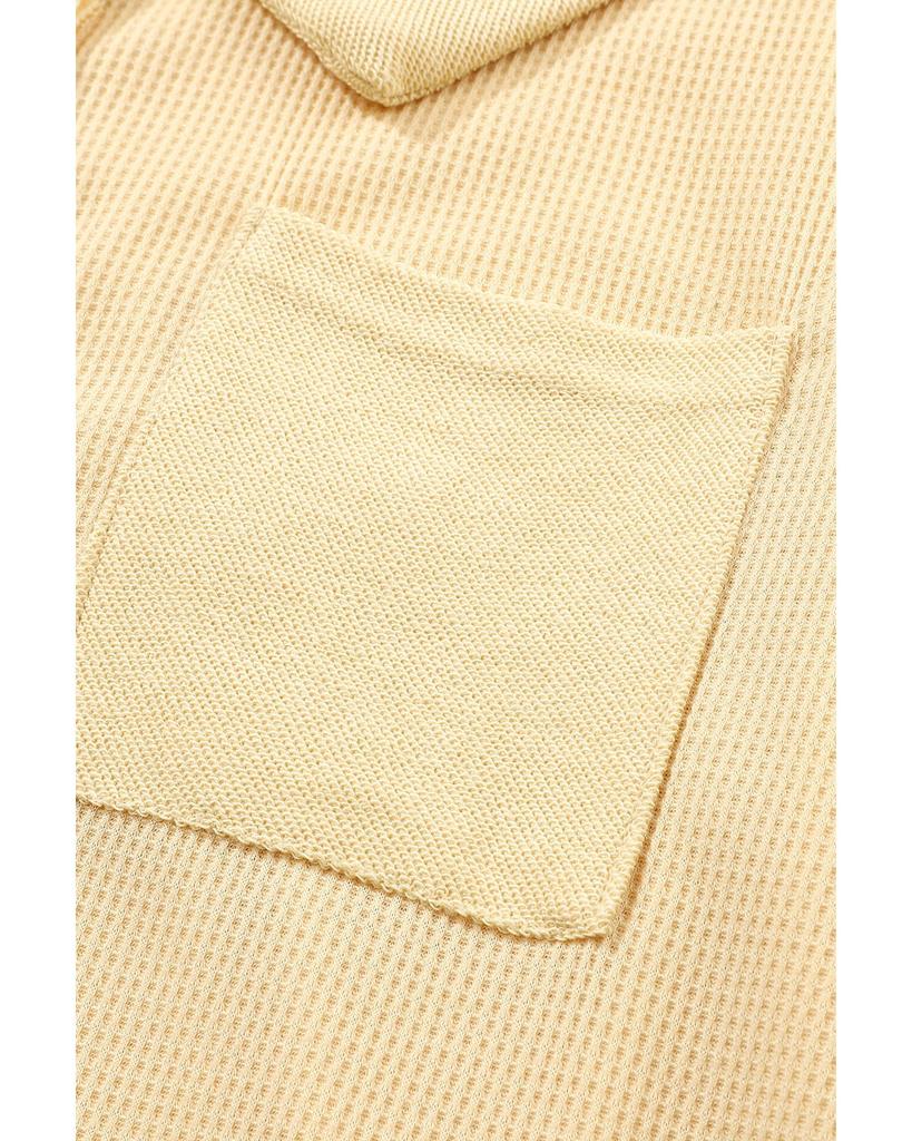 Azura Exchange Абрикосовый вафельный трикотажный топ с длинными рукавами на пуговицах