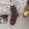 Sweet Lace Bow, Cute and Simple Stacked Socks, Small Fragrance Plain-colored Socks, Mid-calf Socks, Children's Socks