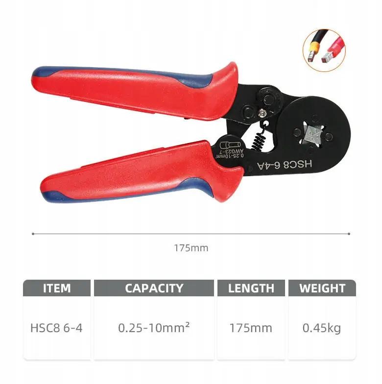 Hsc8 6-4 Cable Crimping Tool - Square Crimping Tool 0.25-10 Mm² + 1200 Pcs. Ve Ferrules