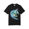 Sea Turtle Barrel Wave Graphic T-Shirt Black Front Print Comfort Colors 1717
