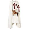 Mens Medieval Knight Crusader Templar Surcoat Halloween Costume with Hooded Cap Cloak Robe Cosplay Renaissance Costume Dress