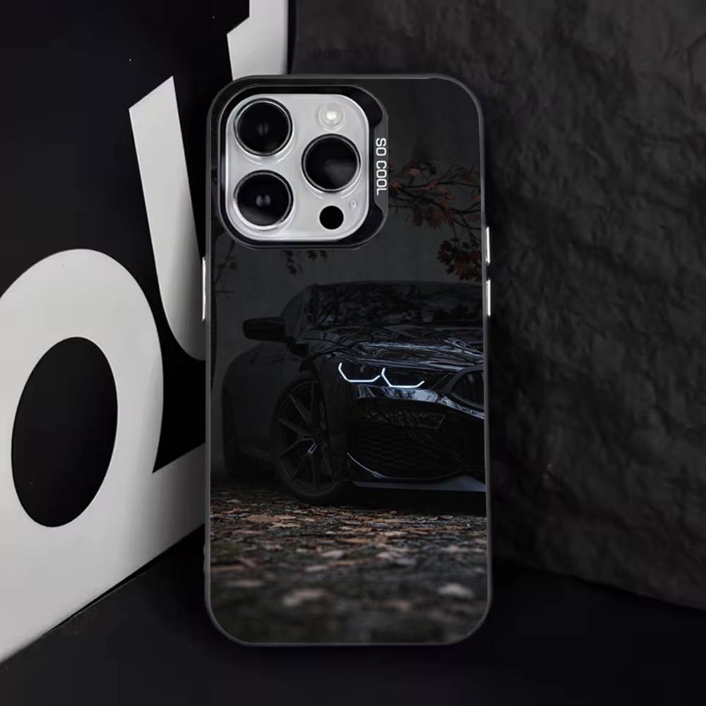 Черно-белый для B-BMW Чехол для телефона Для iPhone 16,15,14,13,12,11,8,7,Pro,Max,Plus,Mini,XS,SE Противоударный Черный Матовый Жесткий