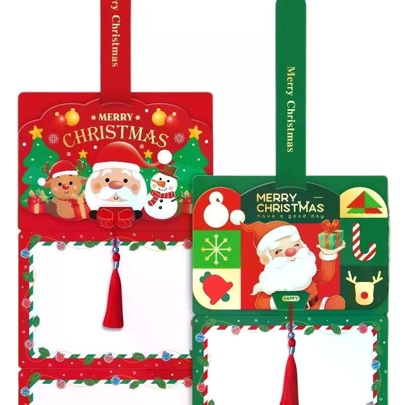 Новая рождественская складная открытка, мультяшный Санта-Клаус, персонализированная креативная трехслойная пустая открытка, открытка с благословением