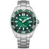 Citizen Promaster 200м Водозащита Бизнес Дата Серебристые Часы для Дайвинга, Устойчивые, Eco-Drive, Питание от Солнца, Стиль, Отображение, Люминесцентные, Зеленые, BN0269-50W,