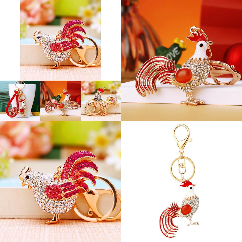Очаровательный брелок для ключей от машины в виде петуха и курицы со стразами для женщин с креативным дизайном